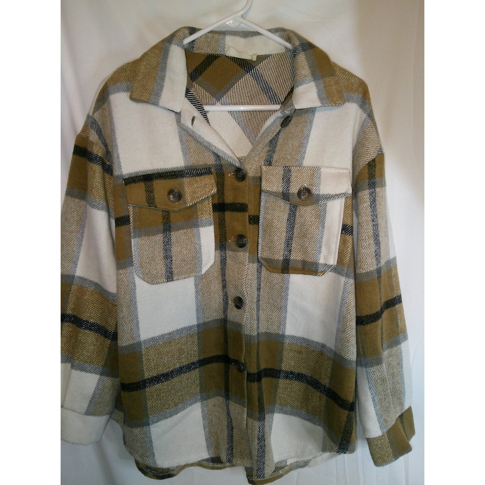 Altard State Plaid Shacket Button Down‎ Long Sleeve Oversized Shirt Size S